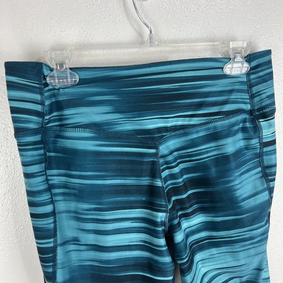 Nike Leggings Women Large Green Striped Legend Pant Dri-Fit Cropped Activewear - Picture 9 of 13